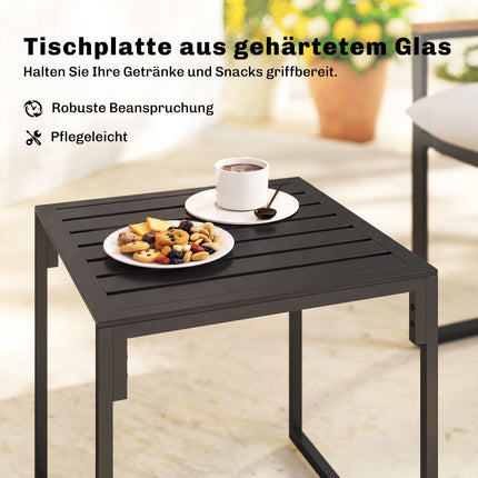 Bistro set s polstrovanými židlemi a stolem, černá/šedá