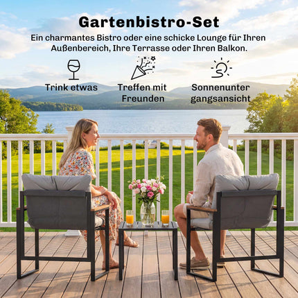 Bistro set s polstrovanými židlemi a stolem, černá/šedá