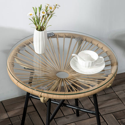 Kulatý bistro stolek na zahradu nebo terasu, 50 cm, černá a béžová