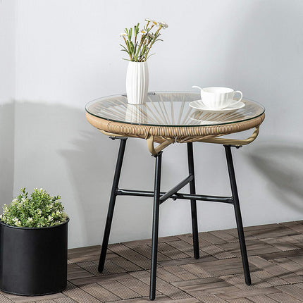 Kulatý bistro stolek na zahradu nebo terasu, 50 cm, černá a béžová