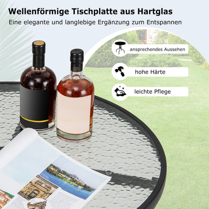 Bistro Table with Umbrella Hole, 70cm Glass Top