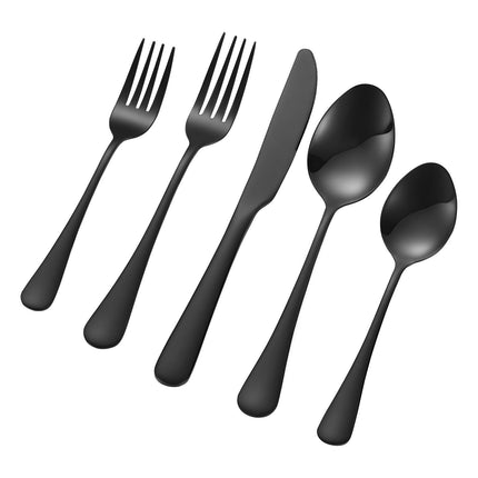 Black 30-Piece Stainless Steel Flatware Set For 6