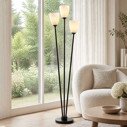 Black Floor Lamp with 3 Acrylic Shades, 153 cm