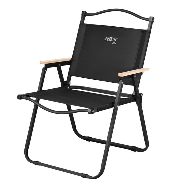 Skládací židle, železný rám, sedák 900D polyester, černá