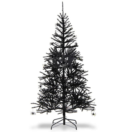 Halloweenský stromek s fialovými LED světly, 183 cm, černá