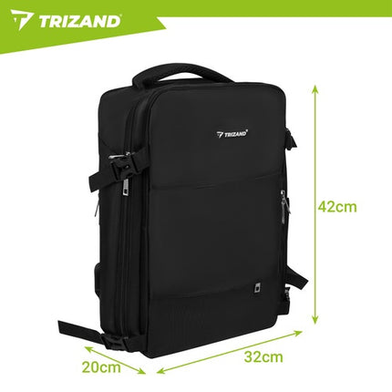 Turistický batoh, 40x20x25 cm, USB port, černá