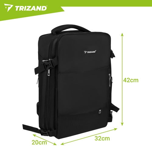 Turistický batoh, 40x20x25 cm, USB port, černá