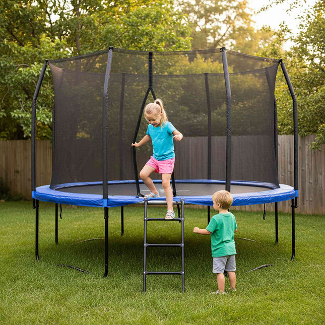 Zavěšovací žebřík k trampolíně – ocel, snadná montáž, černá