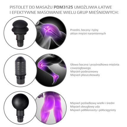 Černá masážní pistole, ruční hloubkový masážní přístroj