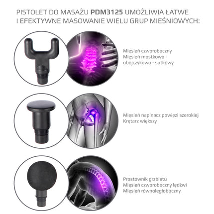 Černá masážní pistole, ruční hloubkový masážní přístroj