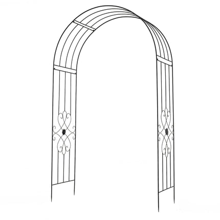 Black Metal Garden Arch Trellis with Ground Stakes
