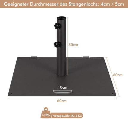 Black Metal Patio Umbrella Stand with Wheels, 22.5 kg
