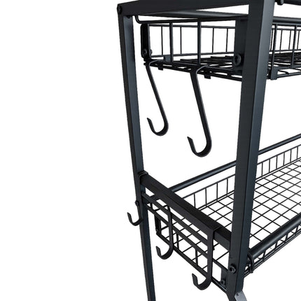 Black Metal Sports Equipment Trolley with Wheels