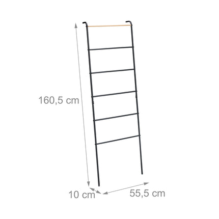 Black Metal Towel Ladder Rack with 6 Rungs