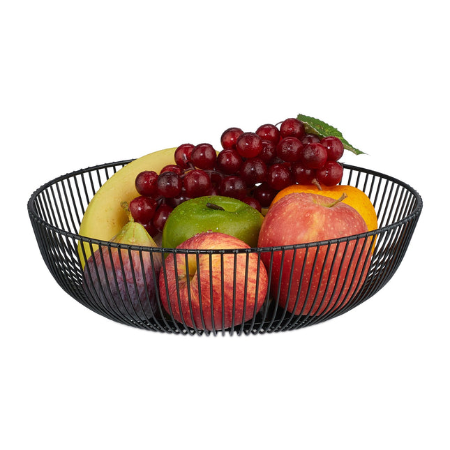 Obstschale aus schwarzem Draht – Groß, rundes Design
