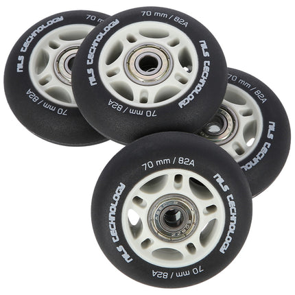 Black PU 70x24 82A Wheels & ABEC-9 Bearings Set
