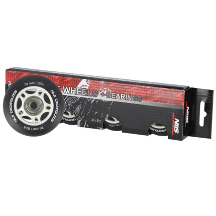 Black PU 70x24 82A Wheels & ABEC-9 Bearings Set