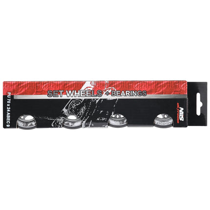 Černá sada PU koleček 70x24 82A a ložisek ABEC-9