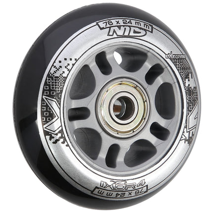 Černá sada PU koleček 76x24 82A a ložisek ABEC-9
