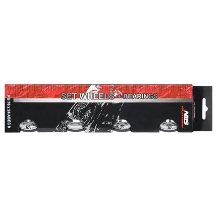 Černá sada PU koleček 76x24 82A a ložisek ABEC-9