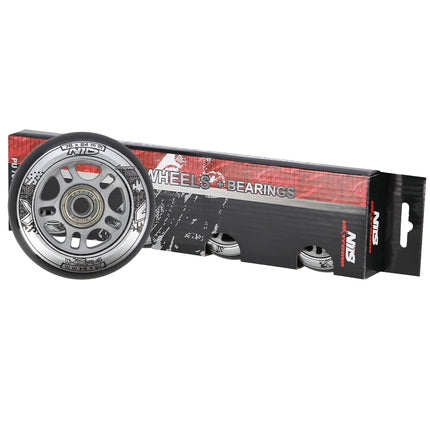 Černá sada PU koleček 76x24 82A a ložisek ABEC-9