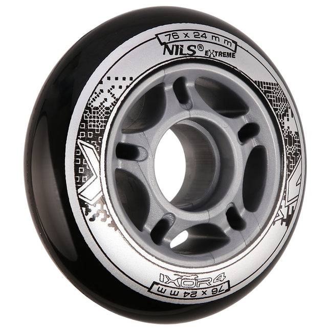 Černá PU kolečka na skateboard, 76x24mm, 82A, sada 4 ks