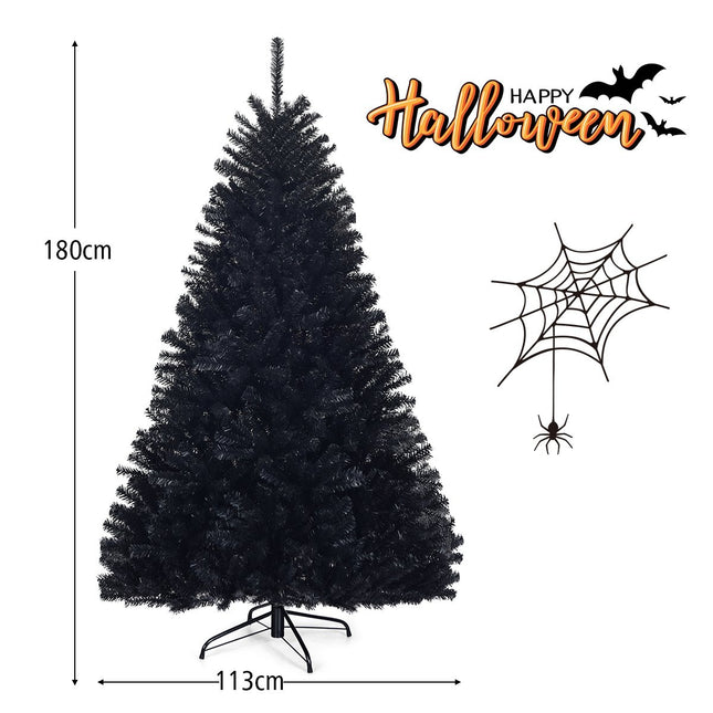 Černý PVC halloweenský vánoční stromek, 180 cm, skládací