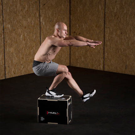 Černý plyometrický box, 50x40x30cm, odolné fitness vybavení