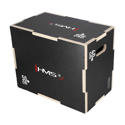 Černý plyometrický box, 50x40x30cm, odolné fitness vybavení