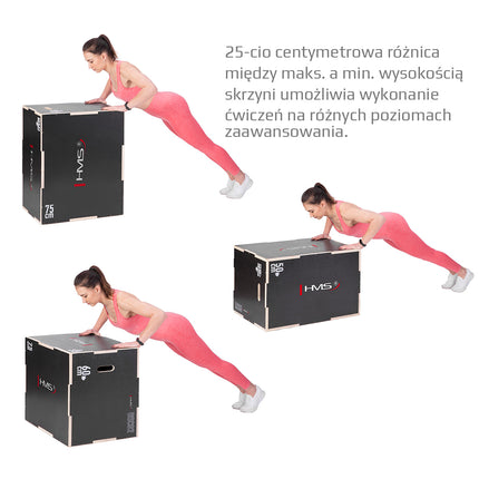 Černý plyometrický box pro cvičení hrudníku