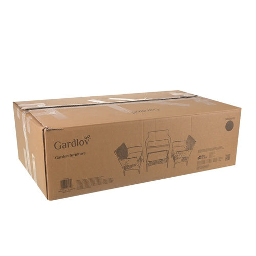 Černá sestava zahradního nábytku z ratanu – 2 židle, pohovka, stůl
