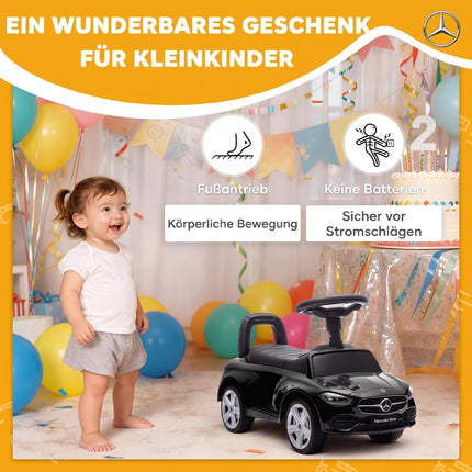 Black Ride-On Car for Kids 18-36 Months with Horn & Storage