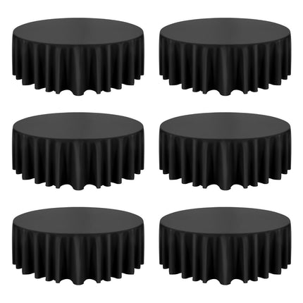 Black Round Tablecloths, 6-Pack 120-Inch Polyester Wrinkle-Resistant