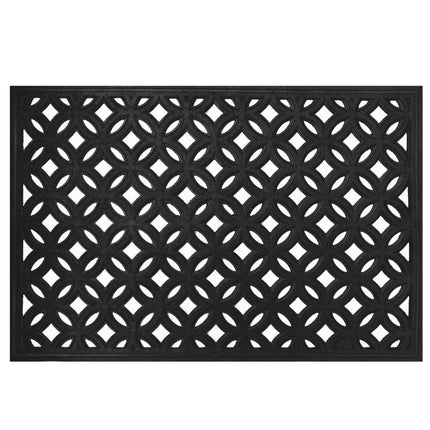 Černá gumová rohožka, geometrický vzor, 60x40 cm
