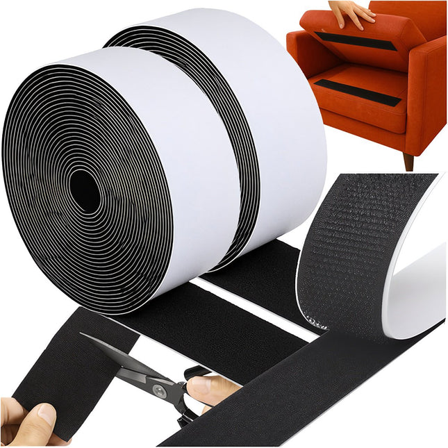 Black Self-Adhesive Velcro Tape, 5m x 5cm