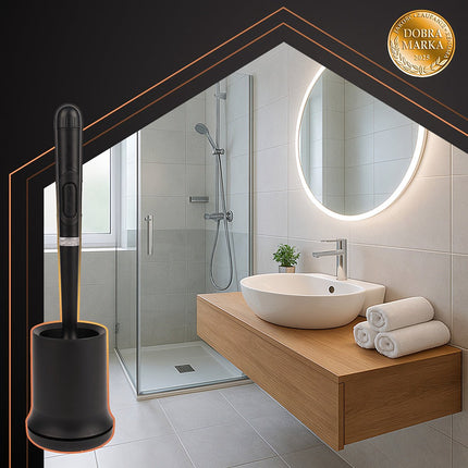 Black Silicone Toilet Brush with Holder, Wall-Mountable