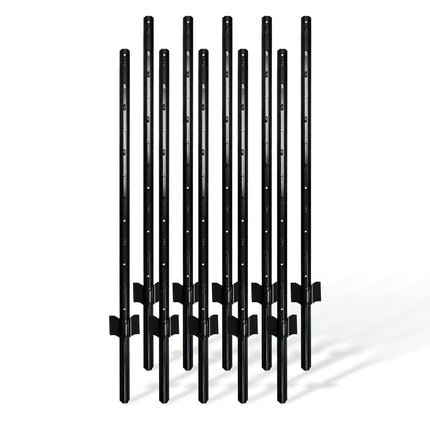 Black Steel Fence Posts, 90 cm, Set of 10
