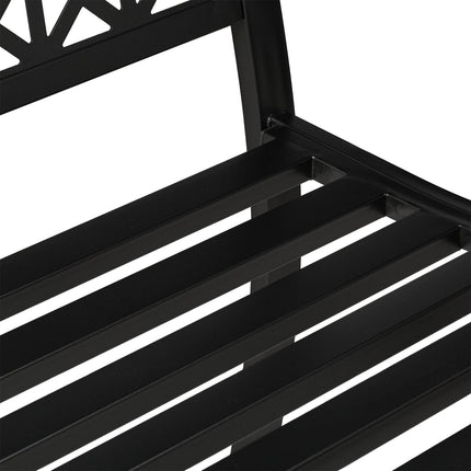 Černá ocelová zahradní lavička – geometrický design