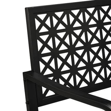 Černá ocelová zahradní lavička – geometrický design