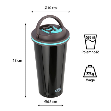 Černý termohrnek, 18 oz, izolovaná nerezová ocel