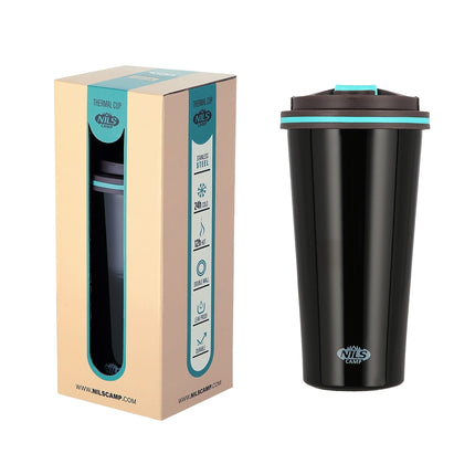 Černý termohrnek, 18 oz, izolovaná nerezová ocel