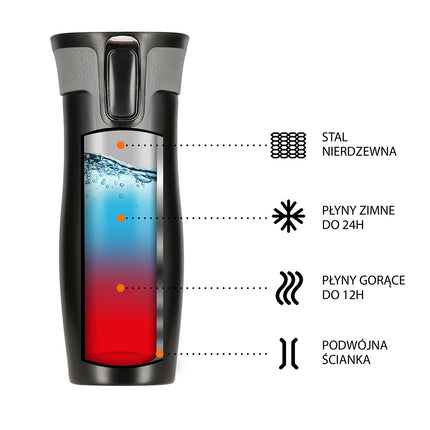 Černý termohrnek, 300ml, dvoustěnný