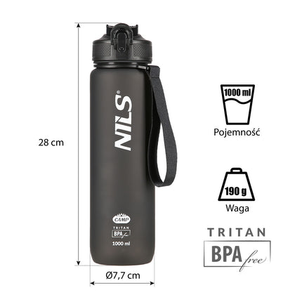 Černá láhev na vodu z Tritanu – odolná, bez BPA, 750ml