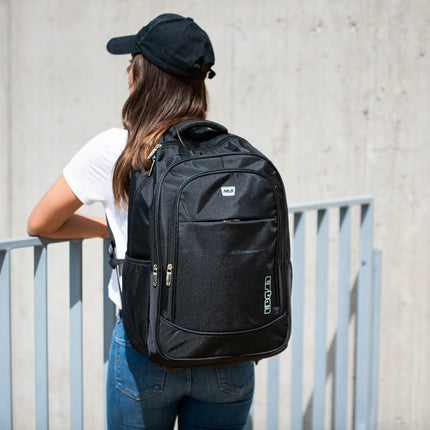 Schwarzer urbaner Rucksack, strapazierfähig, geräumig, Unisex