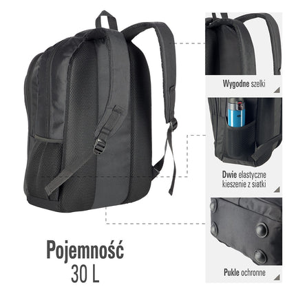 Schwarzer urbaner Rucksack, strapazierfähig, geräumig, Unisex
