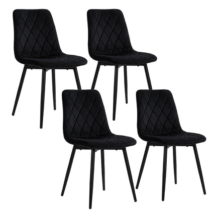 Black Velvet Dining Chairs, Set of 4 – Modern Upholstered Seats