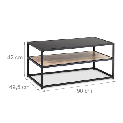 Schwarzer Couchtisch mit Glasplatte