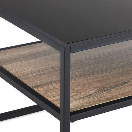 Schwarzer Couchtisch mit Glasplatte