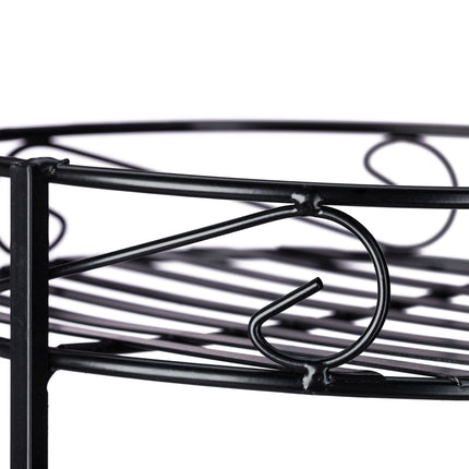 Black flower pedestal in metal