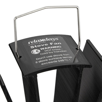 Černý ventilátor na kamna bez elektřiny